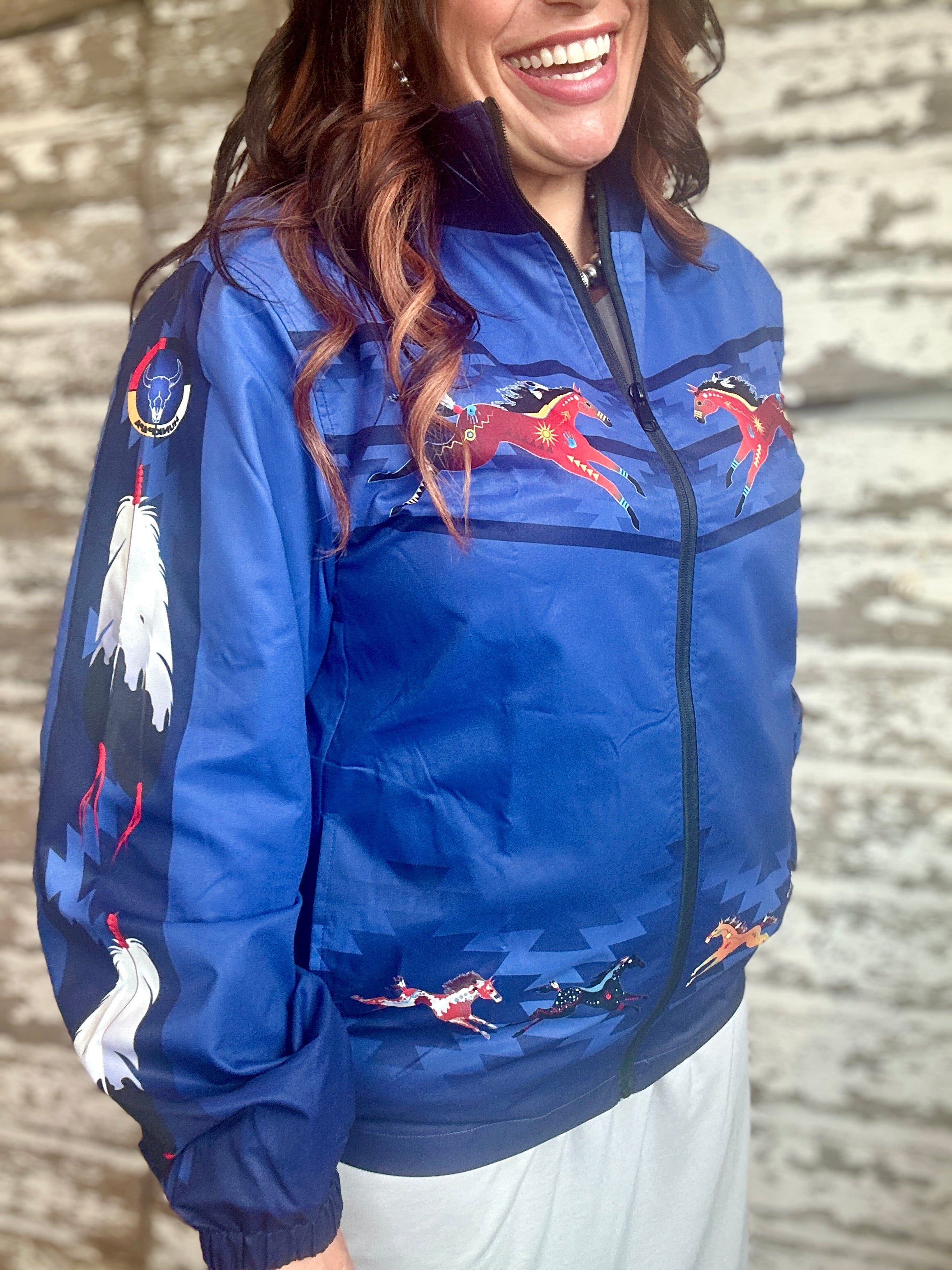 Blue Horse Feather Wind Breaker Jacket 1806 & Co.